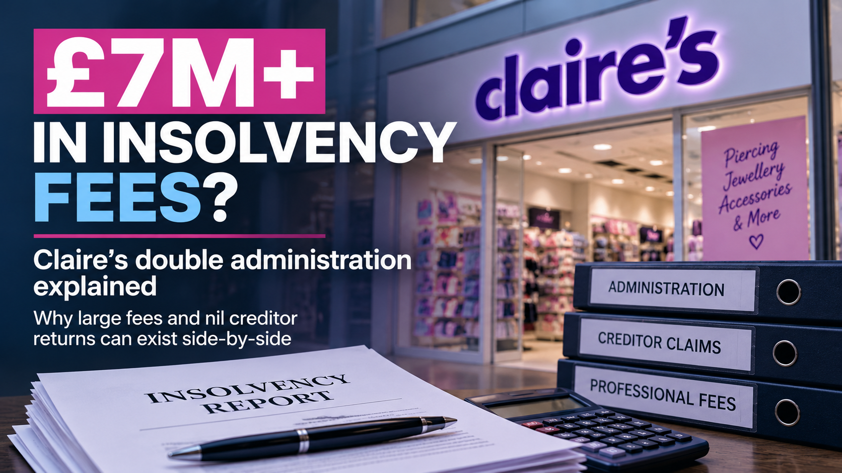 Claire’s double administration highlighting more than £7 million in insolvency fees and nil returns for unsecured creditors